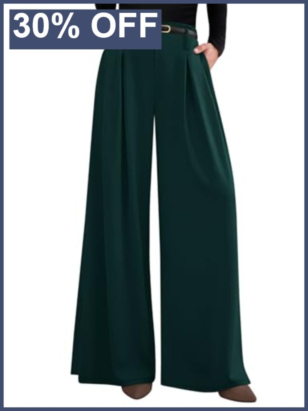 Wide Leg High Waisted Dress Pants Pleated Flowy Palazzo Trousers